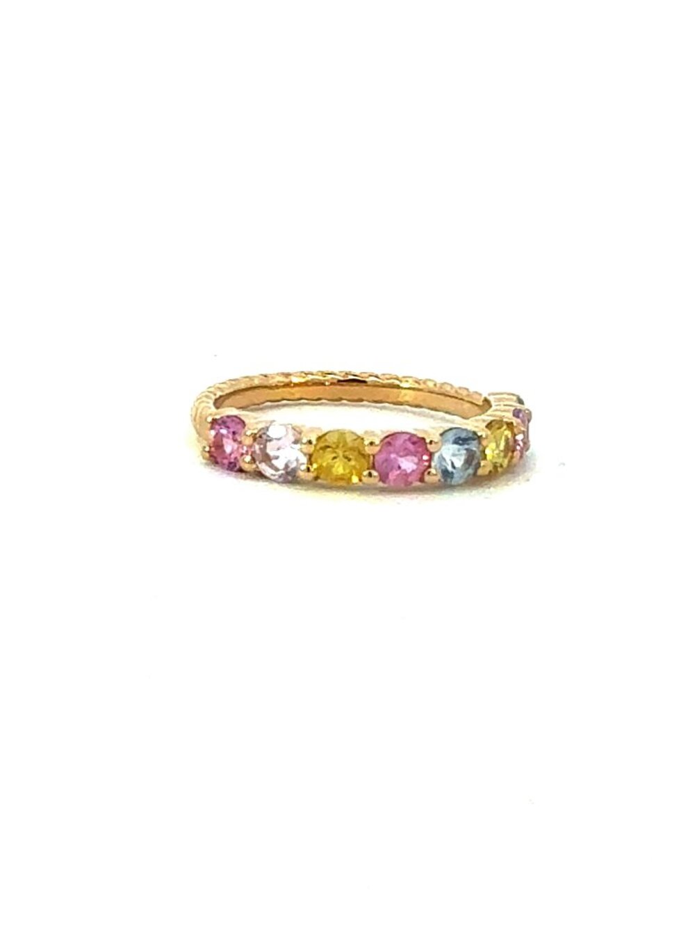 Natural Multicolor Sapphire Ring Size 6.5 14k Gold 1.05 TCW Certified 601232